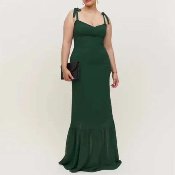 reformation jasen dress green One Shoulder Matcha Green Long Bridesmaid Dress with Sash – Ohmollydress main image 0